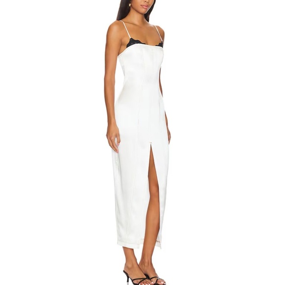 Fleur du mal Silk Maxi Dress W/ Lace Cups in Ivory NEW - Picture 2 of 5